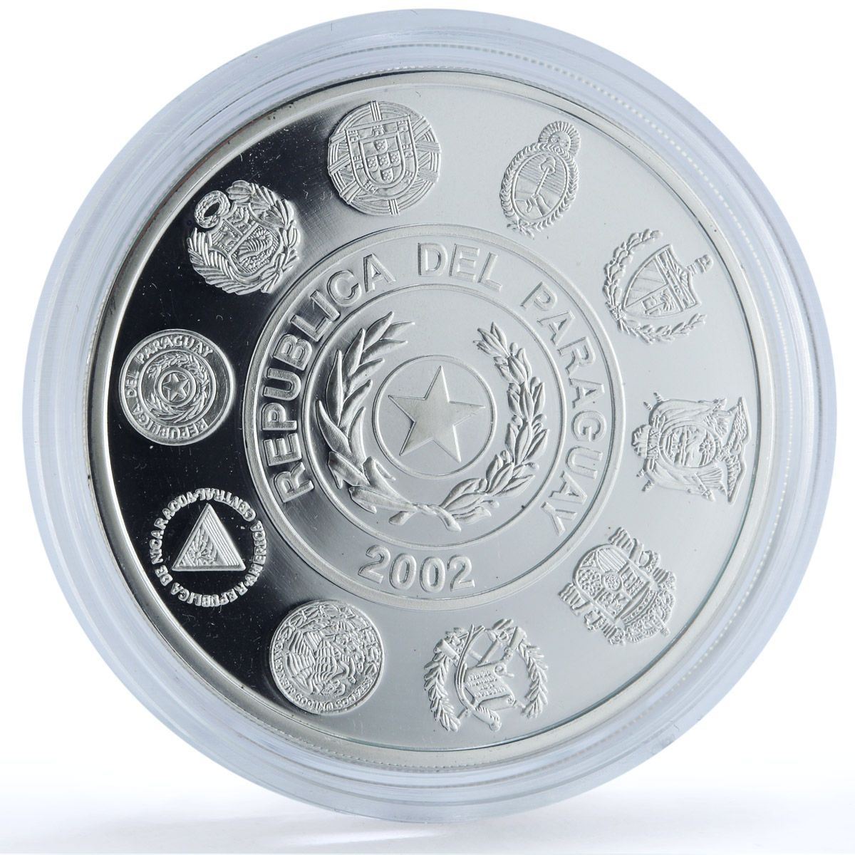 Paraguay 1 guarani Ibero-American Navigation KM-199 Ship silver coin 2002