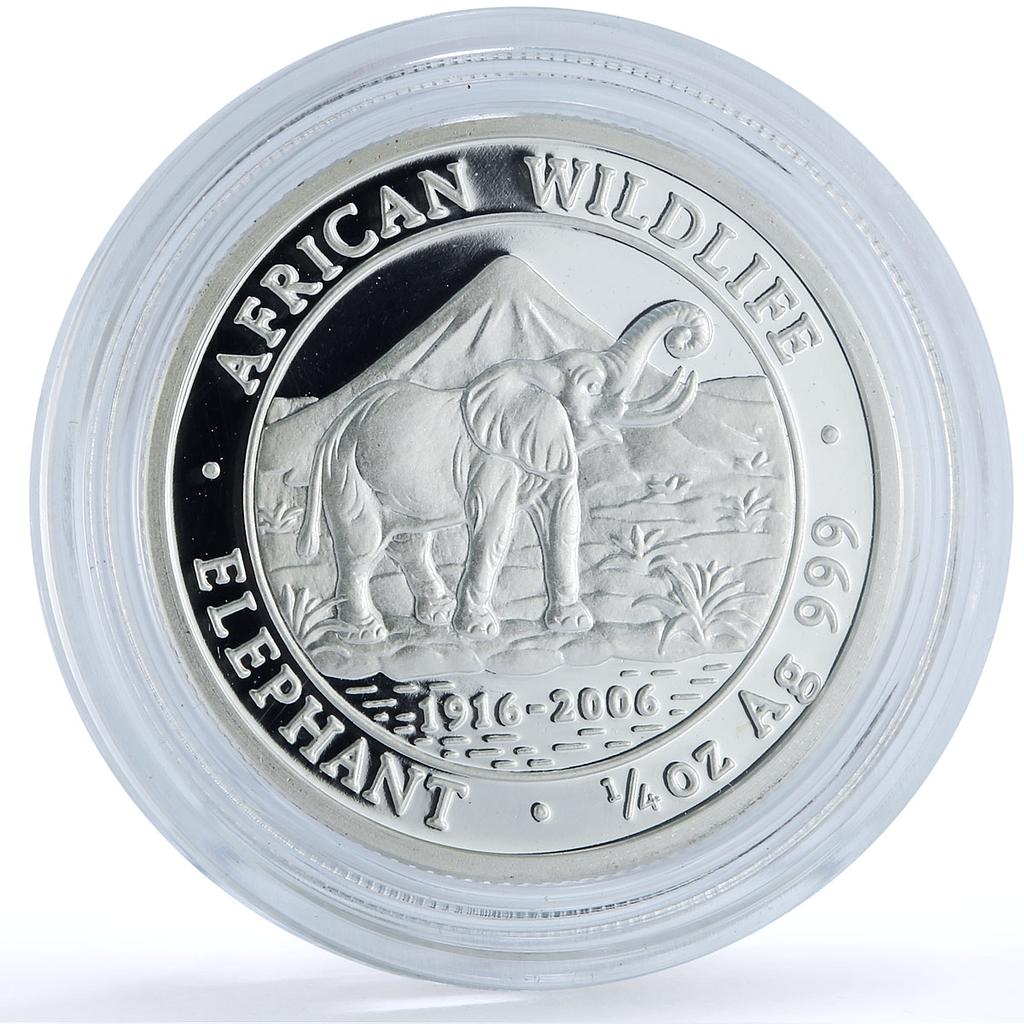 Somalia 250 shillings Elephant KM-197 African Wildlife proof silver coin 2006