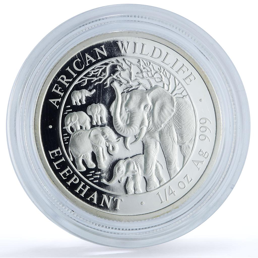 Somalia 25 shillings Elephant KM-205 African Wildlife proof silver coin 2008