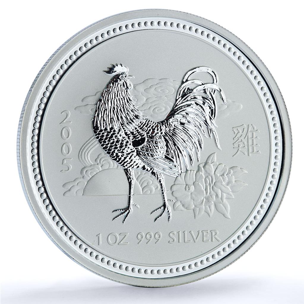 Australia 1 dollar Year of the Rooster KM-695 Lunar Series 1 silver coin 2005