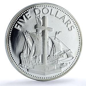 Bahamas 5 dollars Republic KM-91 Ship Clipper proof silver coin 1982
