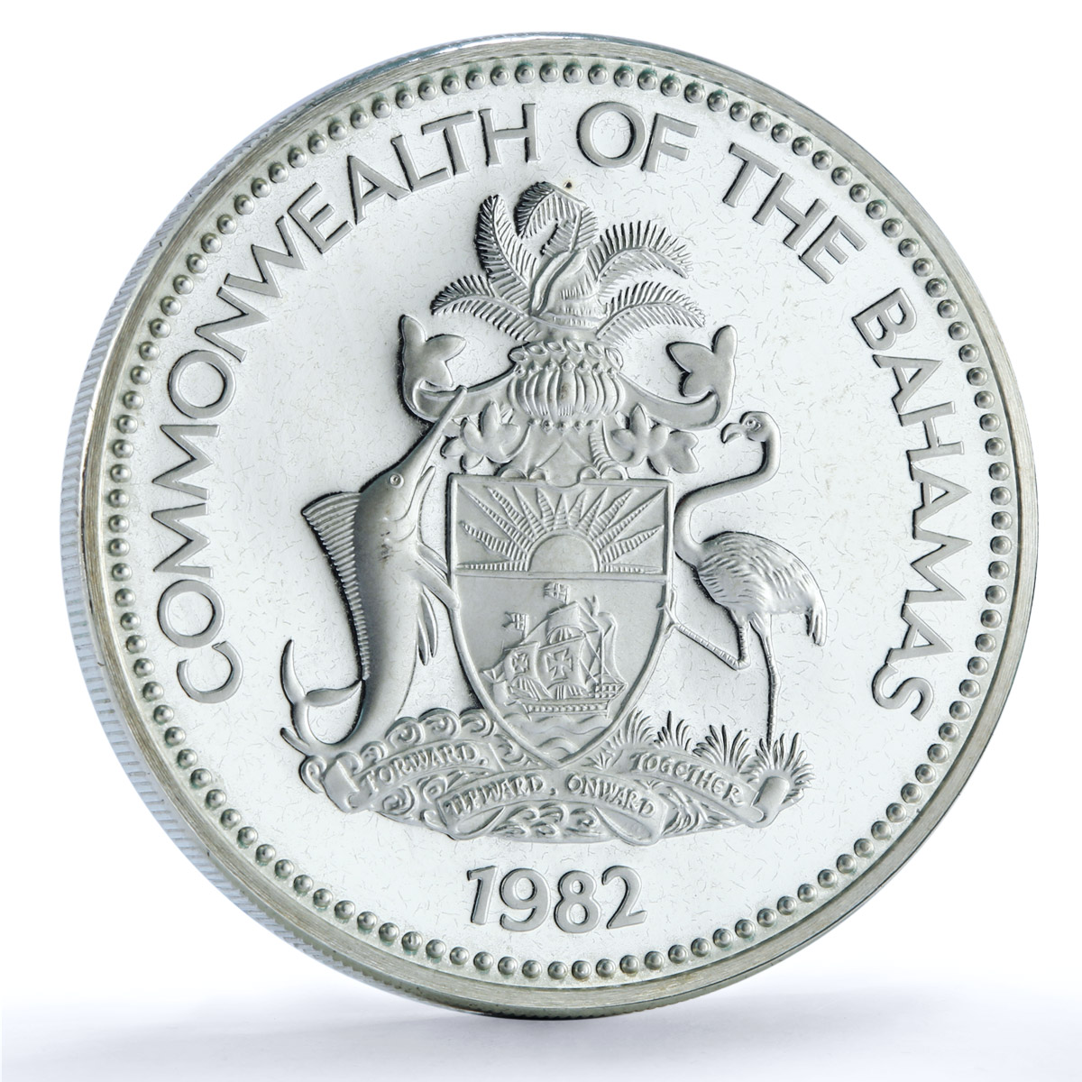 Bahamas 5 dollars Republic KM-91 Ship Clipper proof silver coin 1982