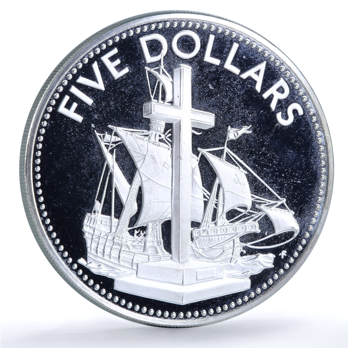 Bahamas 5 dollars Republic KM-91 Ship Clipper proof silver coin 1982