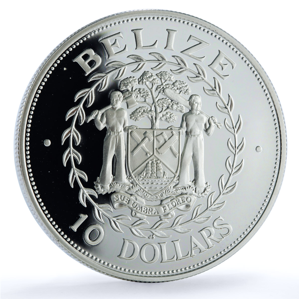 Belize 10 dollars Central Bank KM-104 Anniversary Bird proof silver coin 1992