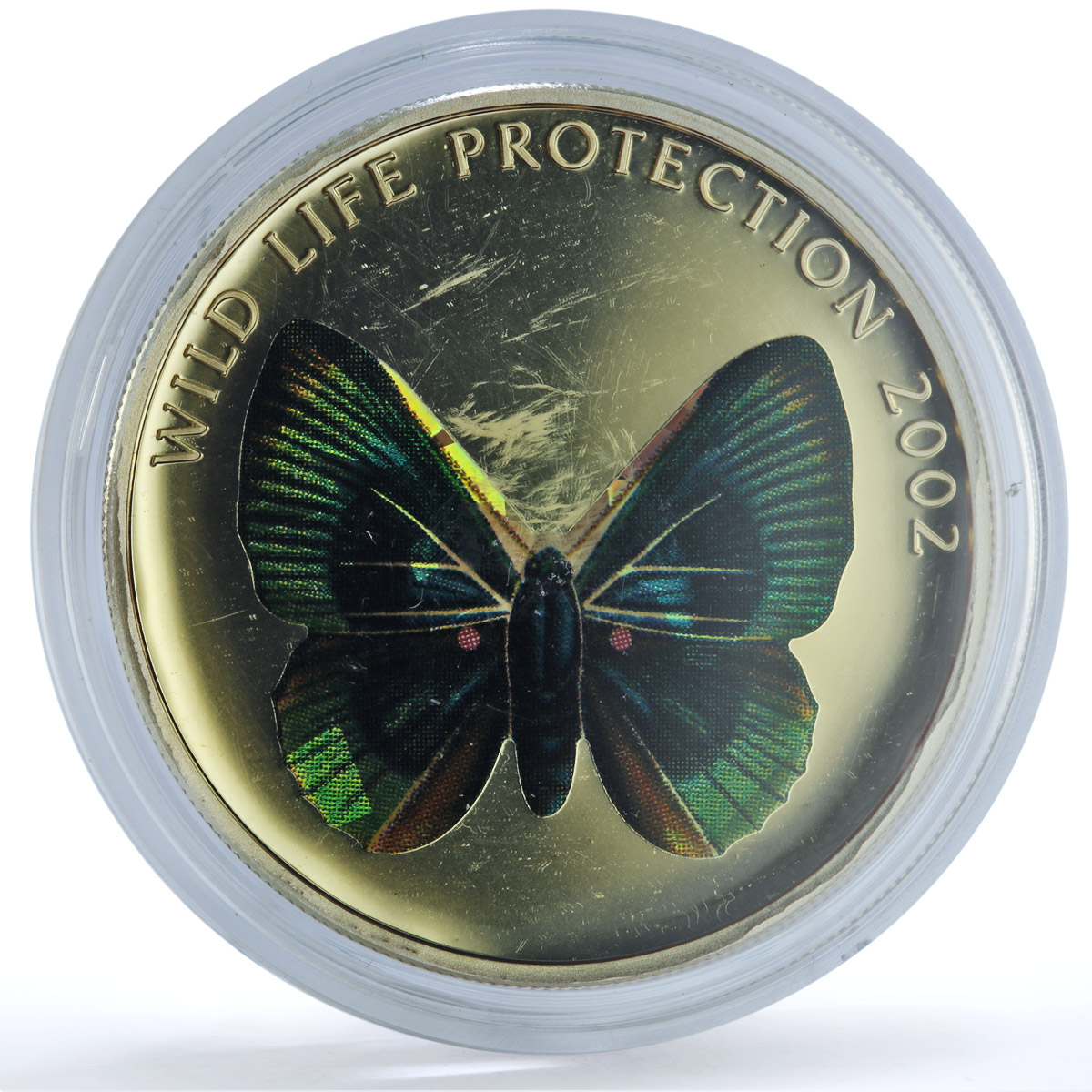 Congo 10 francs Green Butterfly KM-60 Wildlife Protection Fauna silver coin 2002