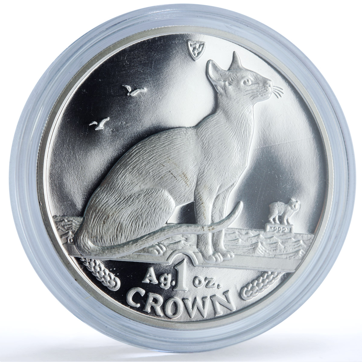 Isle of Man 1 crown Siamese KM-332a Cat Crowns proof silver coin 1992