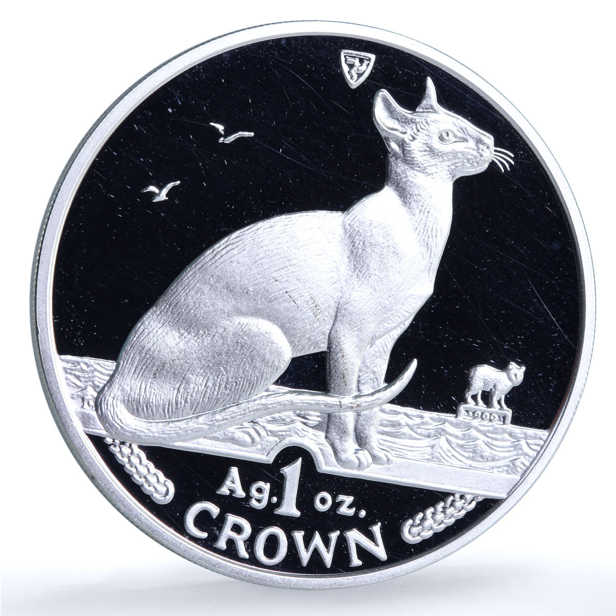 Isle of Man 1 crown Siamese KM-332a Cat Crowns proof silver coin 1992