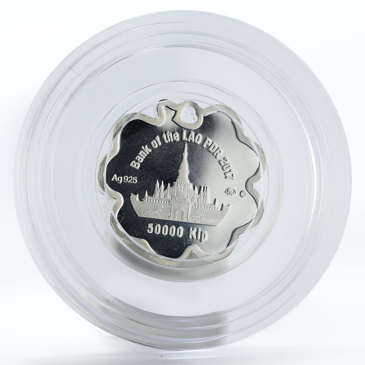 Laos 50000 kip Clover luck colored silver coin 2017