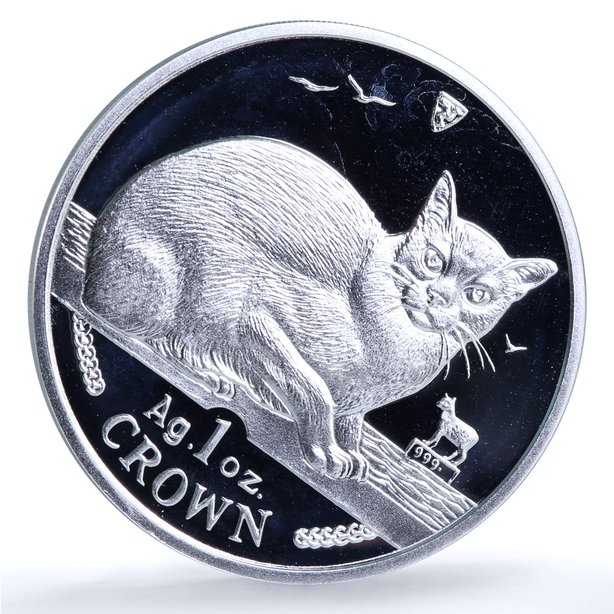 Isle of Man 1 crown Burmese KM-621a Cat Crowns proof silver coin 1996