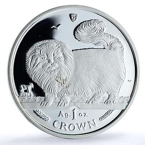 Isle of Man 1 crown Long Haired Smoke KM-774a Cat Crowns proof silver coin 1997