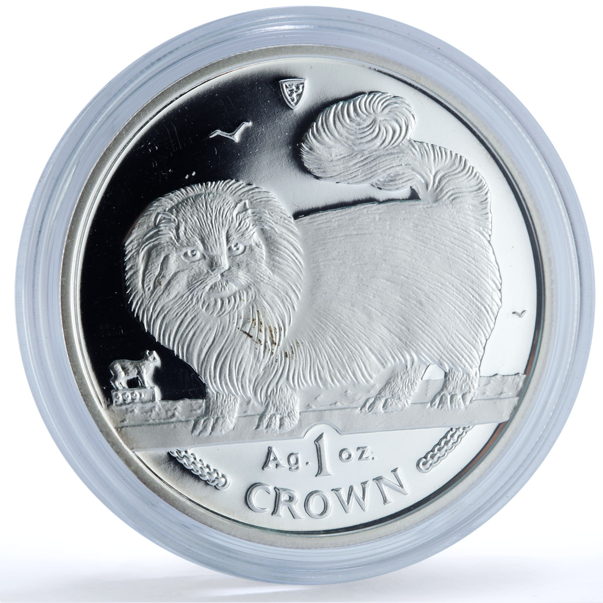 Isle of Man 1 crown Long Haired Smoke KM-774a Cat Crowns proof silver coin 1997