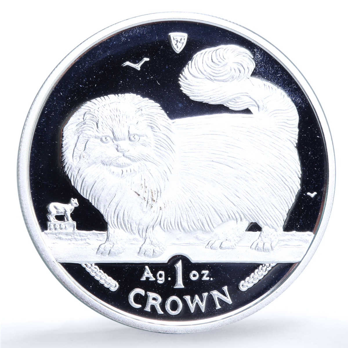 Isle of Man 1 crown Long Haired Smoke KM-774a Cat Crowns proof silver coin 1997