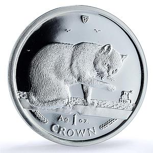 Isle of Man 1 crown Blue British Short Hair KM-966a Cat Crowns silver coin 1999