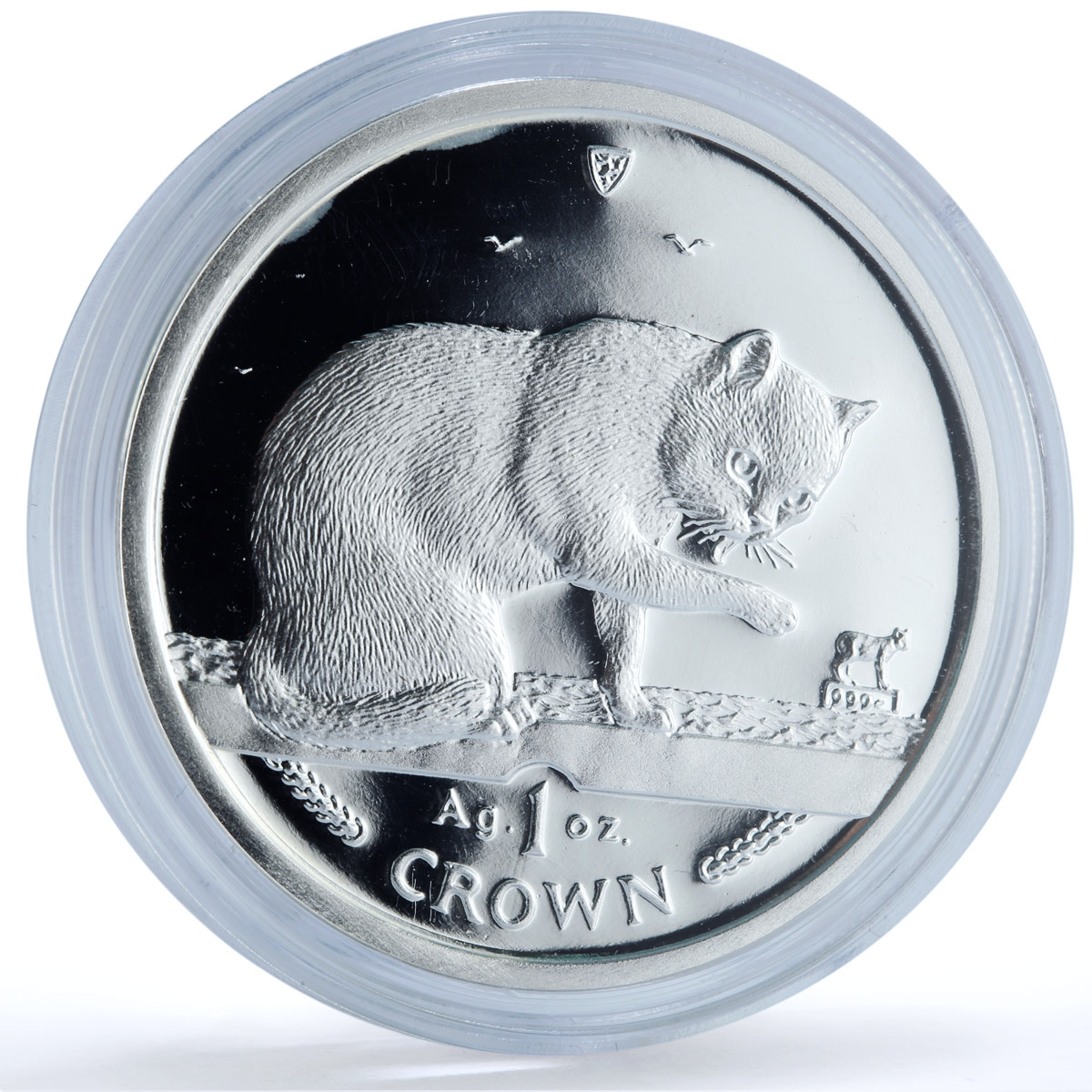 Isle of Man 1 crown Blue British Short Hair KM-966a Cat Crowns silver coin 1999