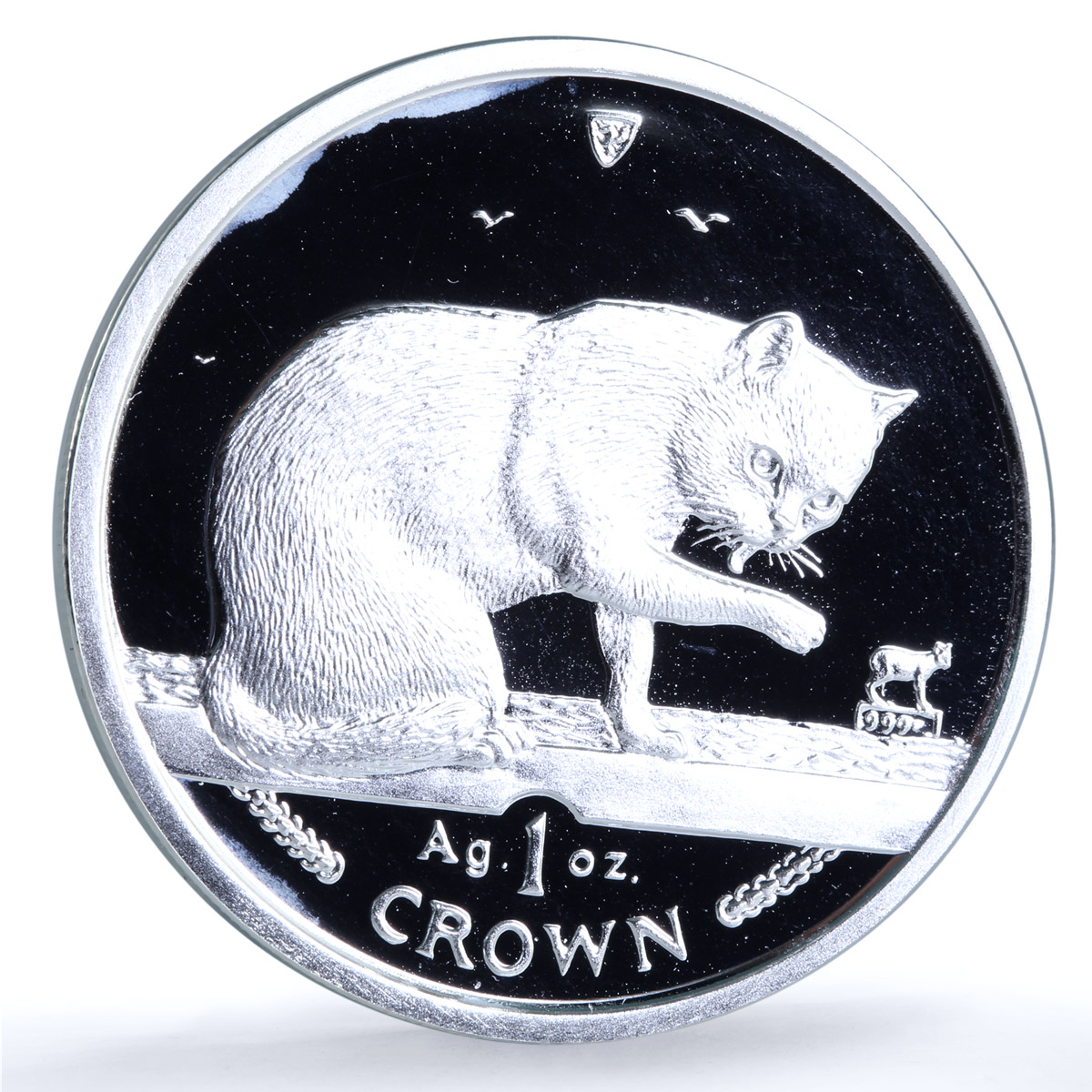 Isle of Man 1 crown Blue British Short Hair KM-966a Cat Crowns silver coin 1999
