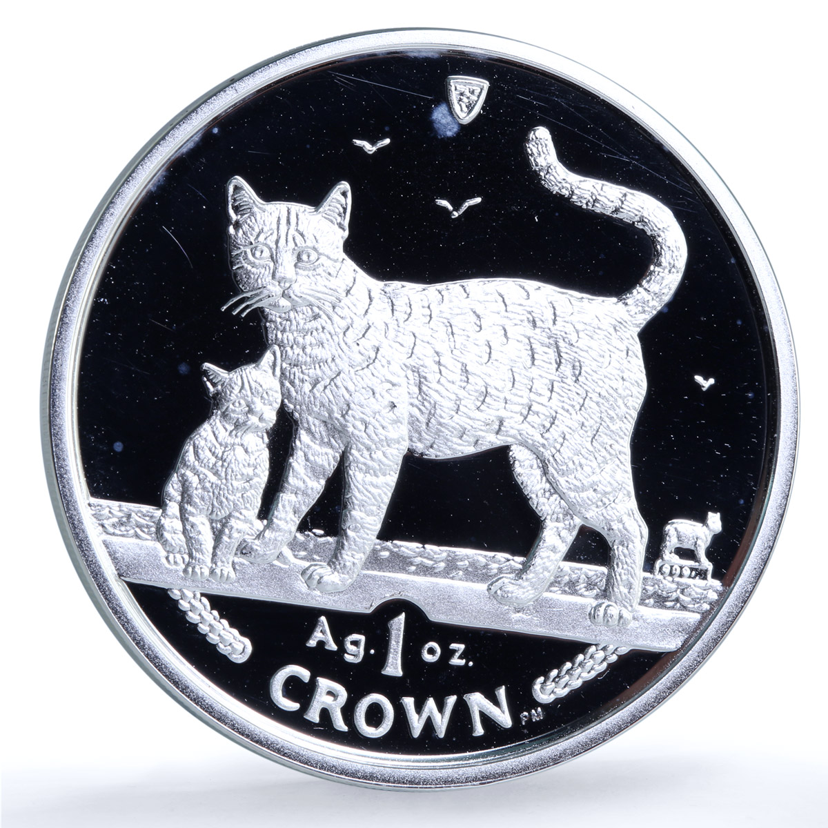 Isle of Man 1 crown Bengal KM-1111a Cat Crowns proof silver coin 2002