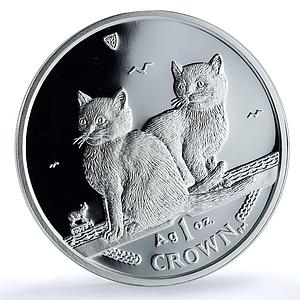 Isle of Man 1 crown Balinese Kittens KM-1165a Cat Crowns proof silver coin 2003