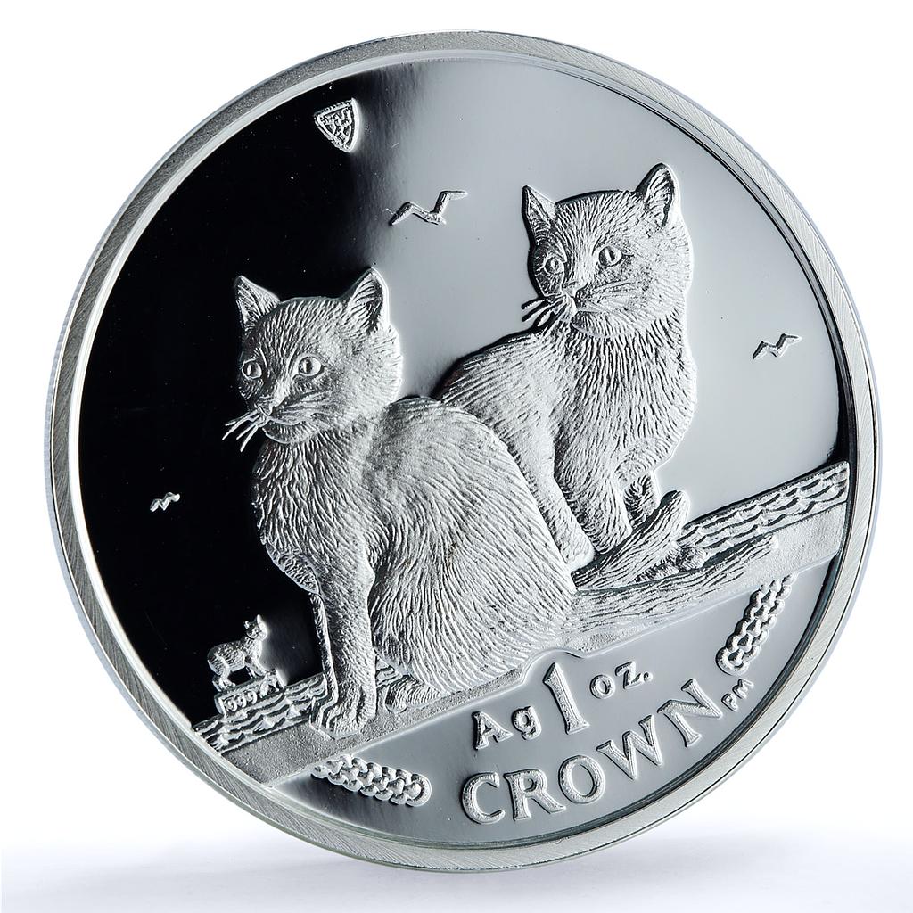 Isle of Man 1 crown Balinese Kittens KM-1165a Cat Crowns proof silver coin 2003