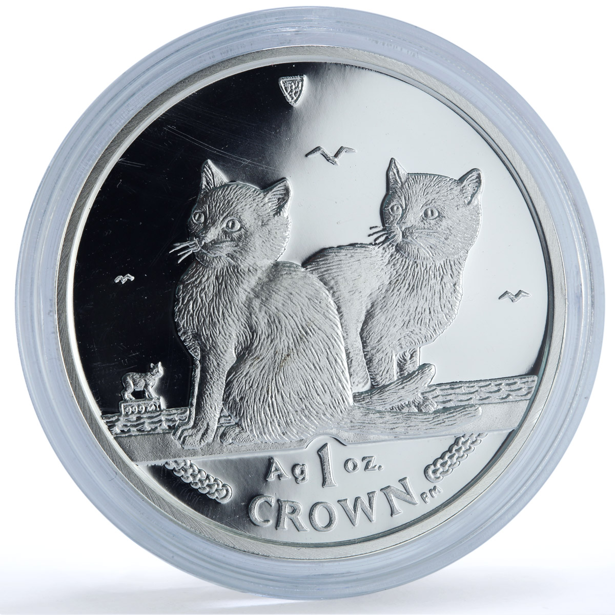 Isle of Man 1 crown Balinese Kittens KM-1165a Cat Crowns proof silver coin 2003