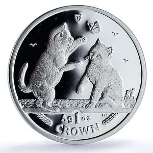 Isle of Man 1 crown Tonkinese Kittens KM-1246a Cat Crowns proof silver coin 2004