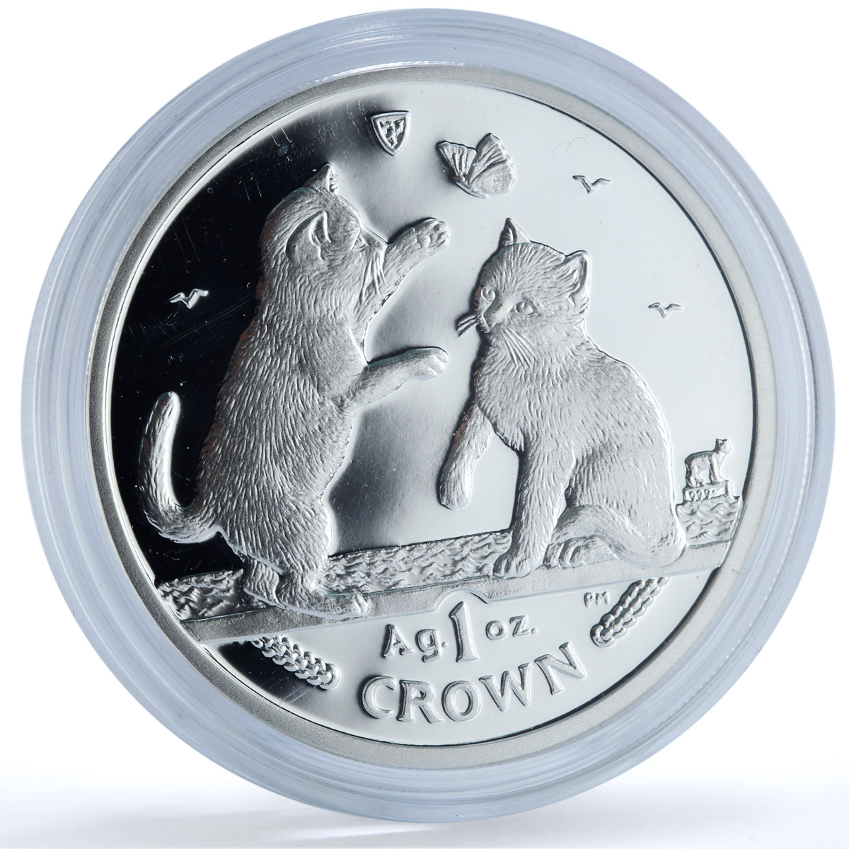 Isle of Man 1 crown Tonkinese Kittens KM-1246a Cat Crowns proof silver coin 2004