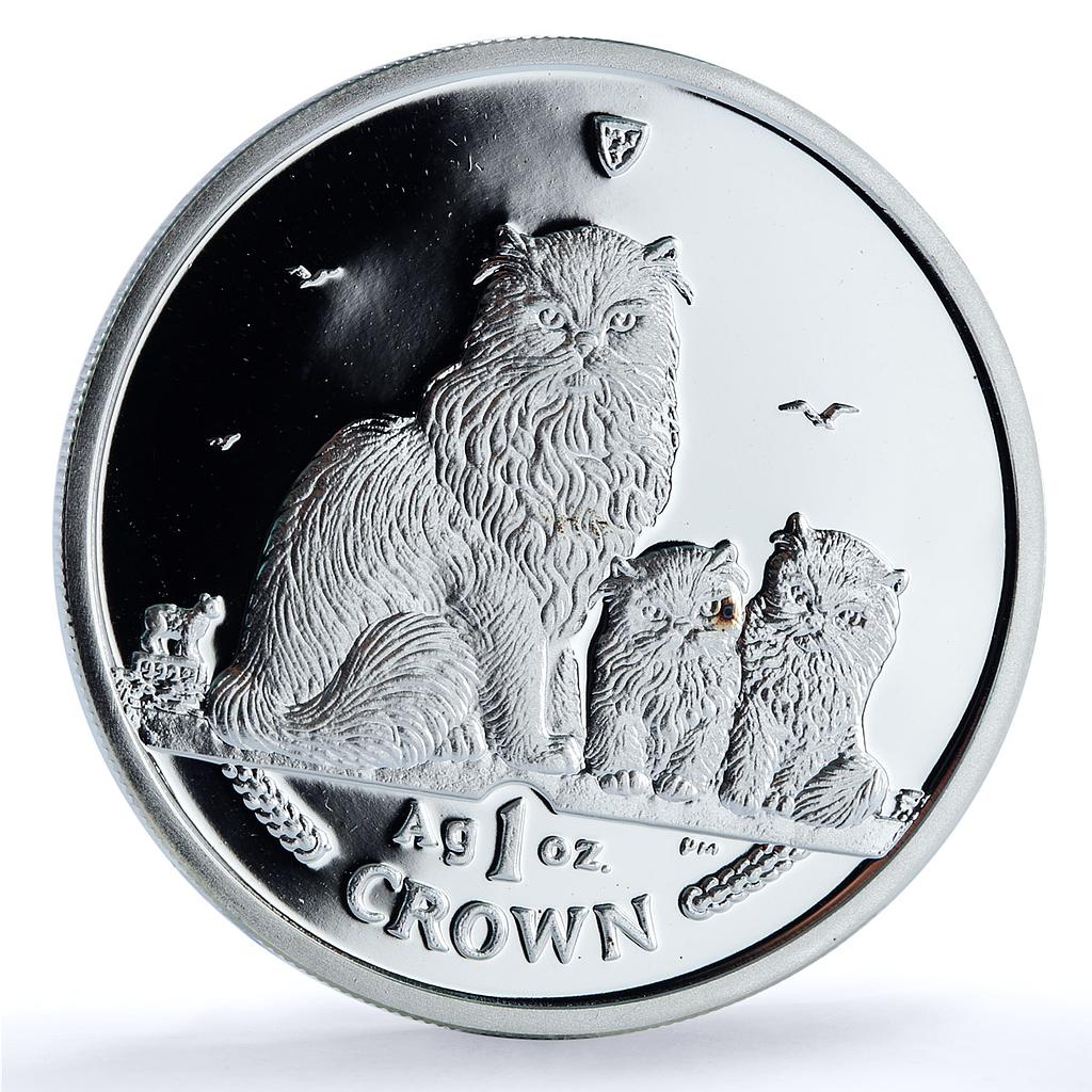 Isle of Man 1 crown Himalayan Kittens KM-1266a Cat Crowns proof silver coin 2005