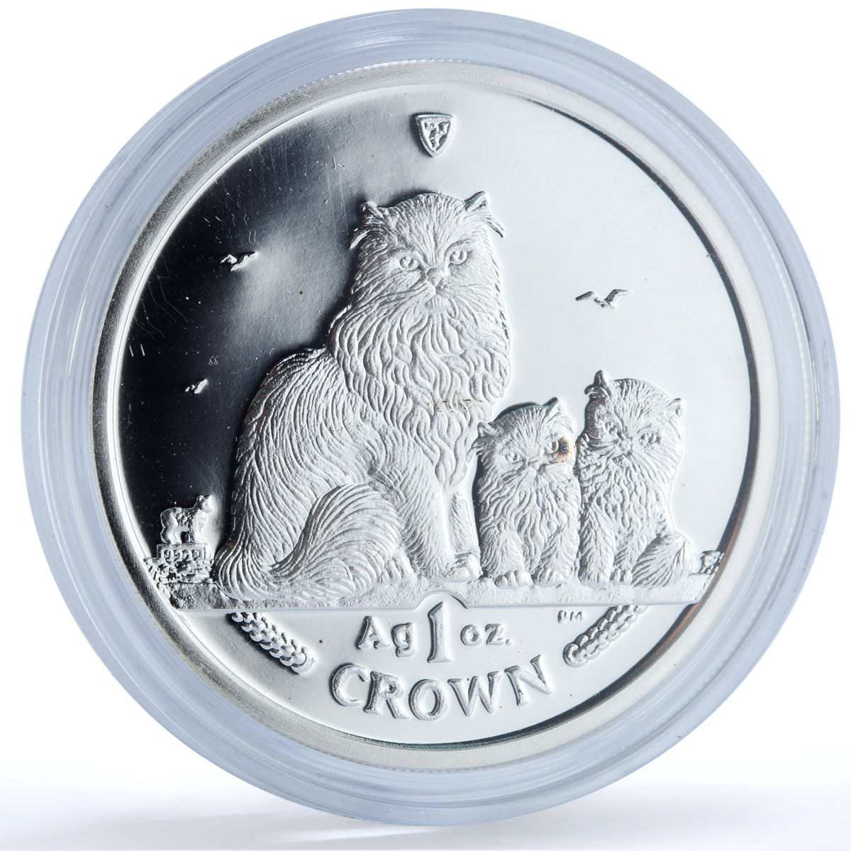 Isle of Man 1 crown Himalayan Kittens KM-1266a Cat Crowns proof silver coin 2005