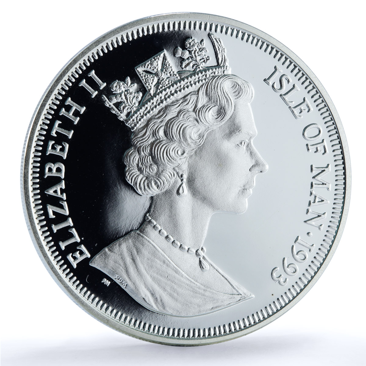 Isle of Man 1 crown Diplodocus KM-358a Preserve Planet Dinosaur silver coin 1993