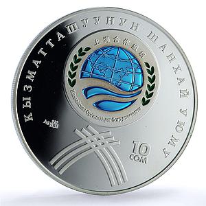 Kyrgyzstan 10 som Shanghai Cooperation Organization KM-10 proof silver coin 2007