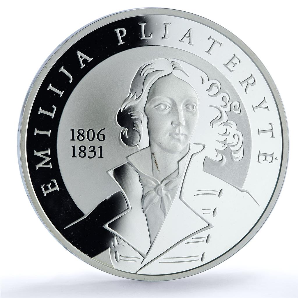 Lithuania 50 litu Emilija Pliateryte KM-151 History proof silver coin 2006