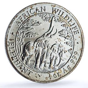 Zambia 5000 kwacha Elephant Matte KM-165 African Wildlife Fauna silver coin 2003