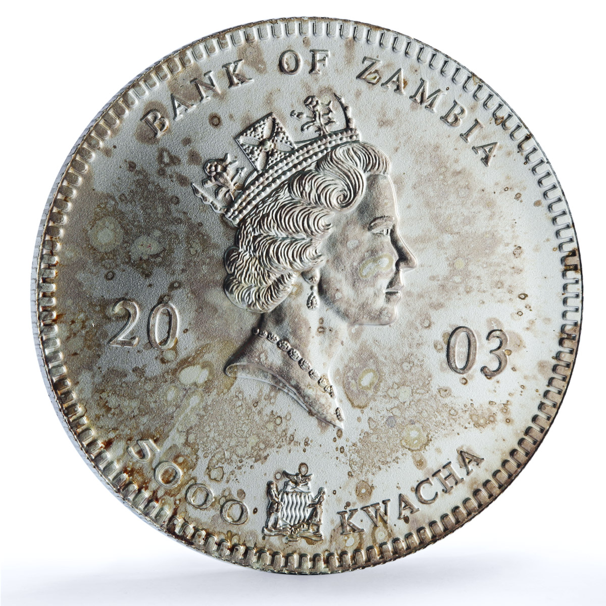 Zambia 5000 kwacha Elephant Matte KM-165 African Wildlife Fauna silver coin 2003