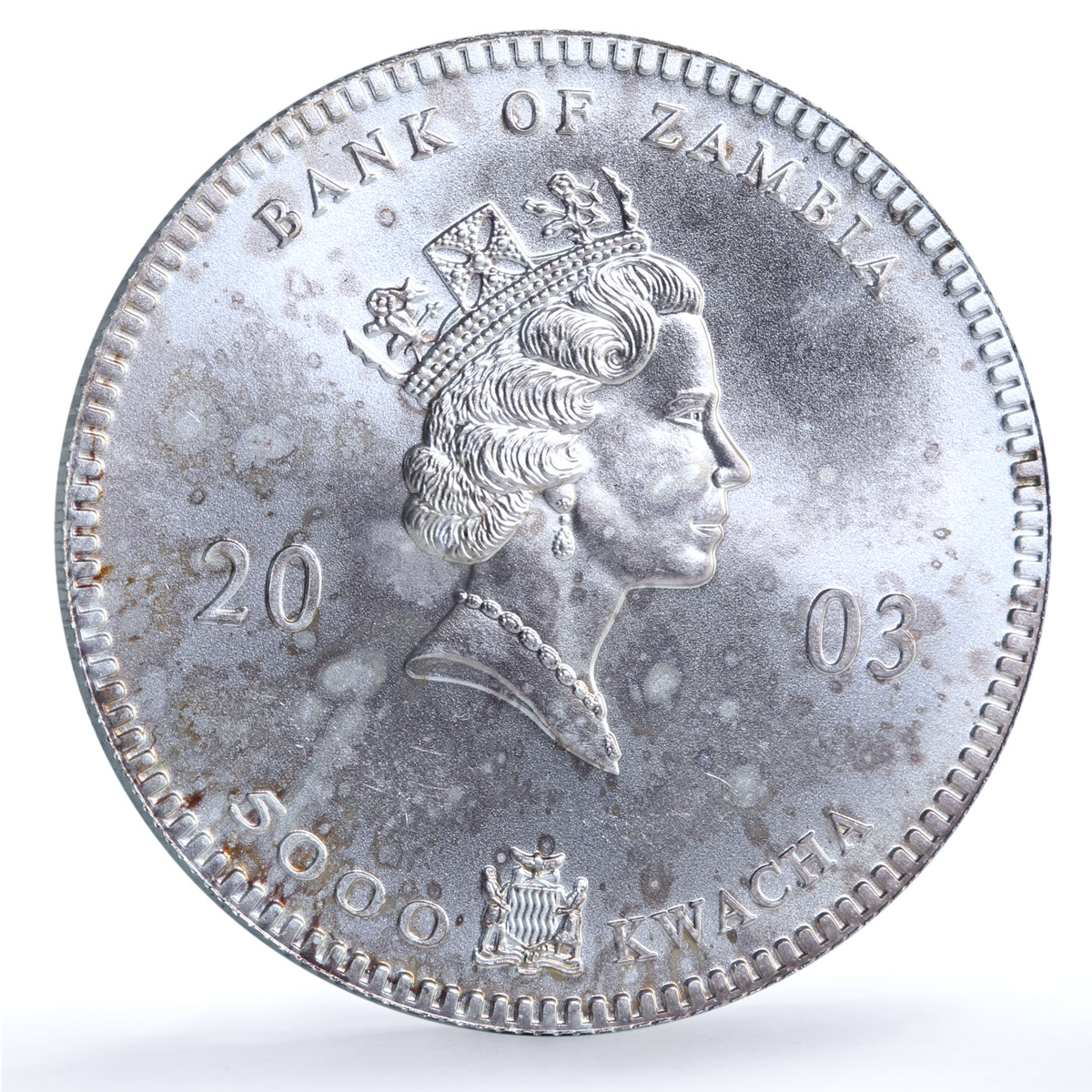 Zambia 5000 kwacha Elephant Matte KM-165 African Wildlife Fauna silver coin 2003