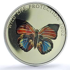 Congo 10 francs Red Butterfly KM-61 Wildlife Protection Fauna silver coin 2002