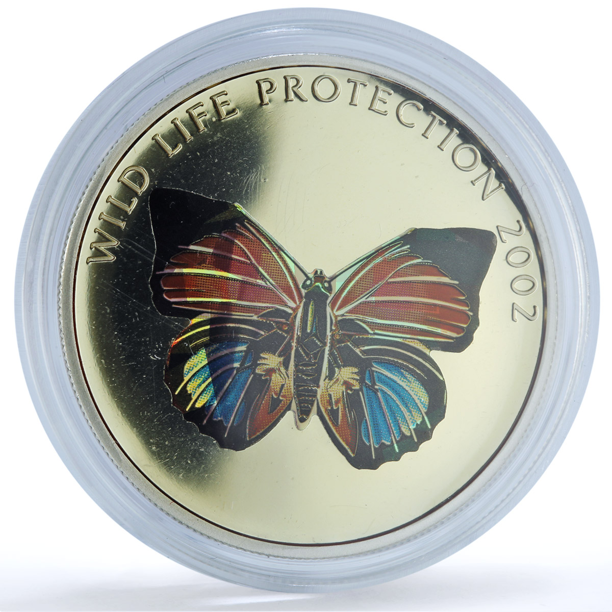 Congo 10 francs Red Butterfly KM-61 Wildlife Protection Fauna silver coin 2002