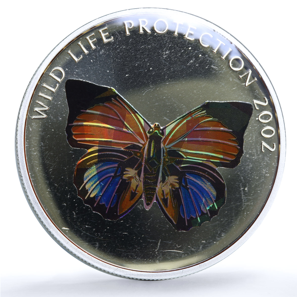 Congo 10 francs Red Butterfly KM-61 Wildlife Protection Fauna silver coin 2002