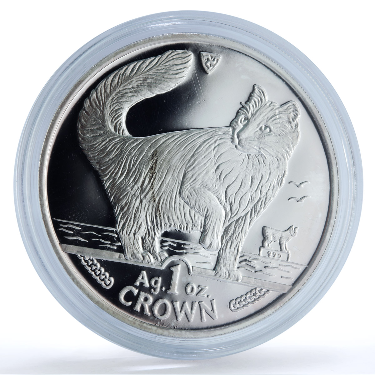 Isle of Man 1 crown Norwegian Forest KM-292a Cat Crowns proof silver coin 1991