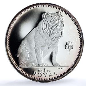 Gibraltar 1 royal Bulldog KM-365a Man's Best Friends Dogs proof silver coin 1996