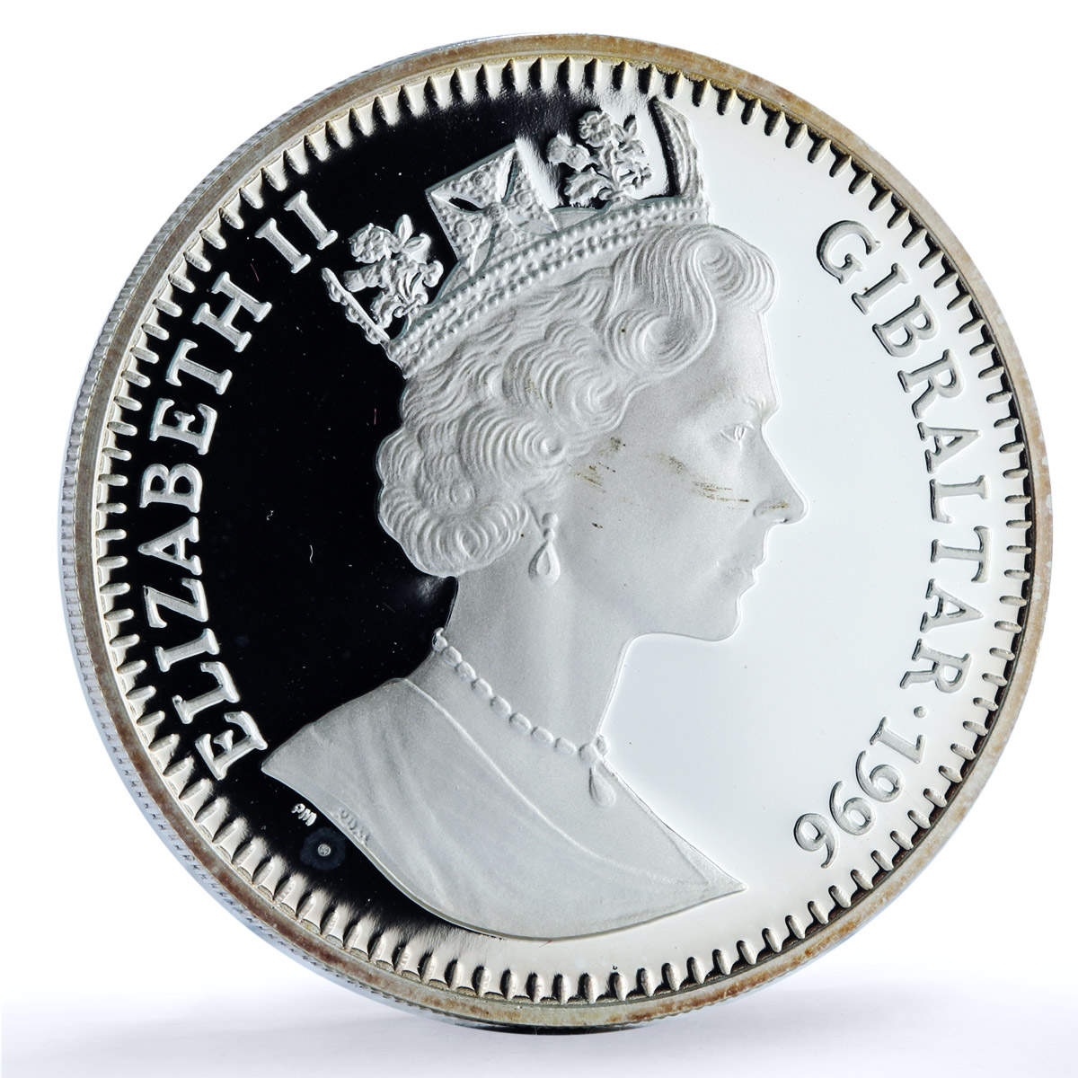 Gibraltar 1 royal Bulldog KM-365a Man's Best Friends Dogs proof silver coin 1996