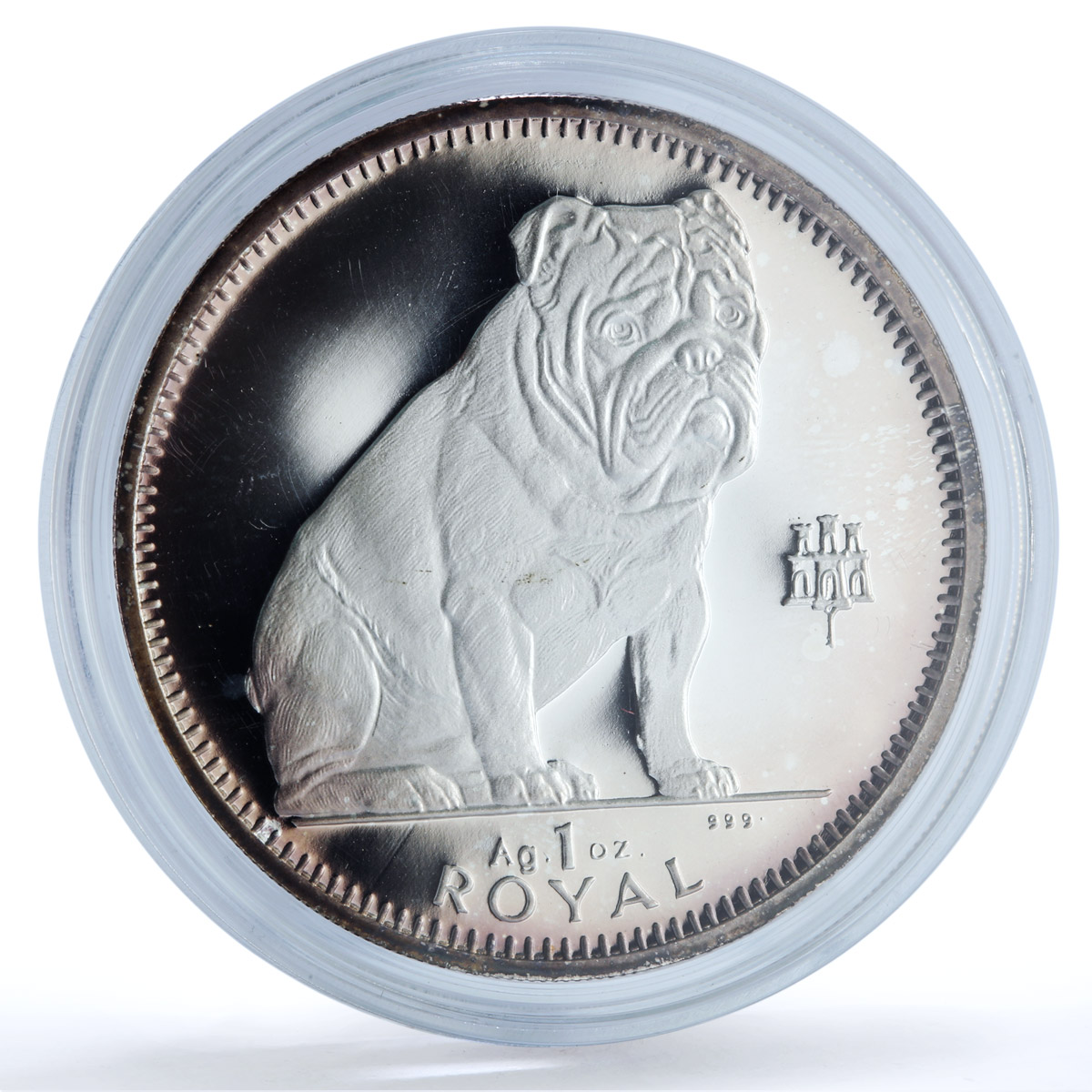 Gibraltar 1 royal Bulldog KM-365a Man's Best Friends Dogs proof silver coin 1996