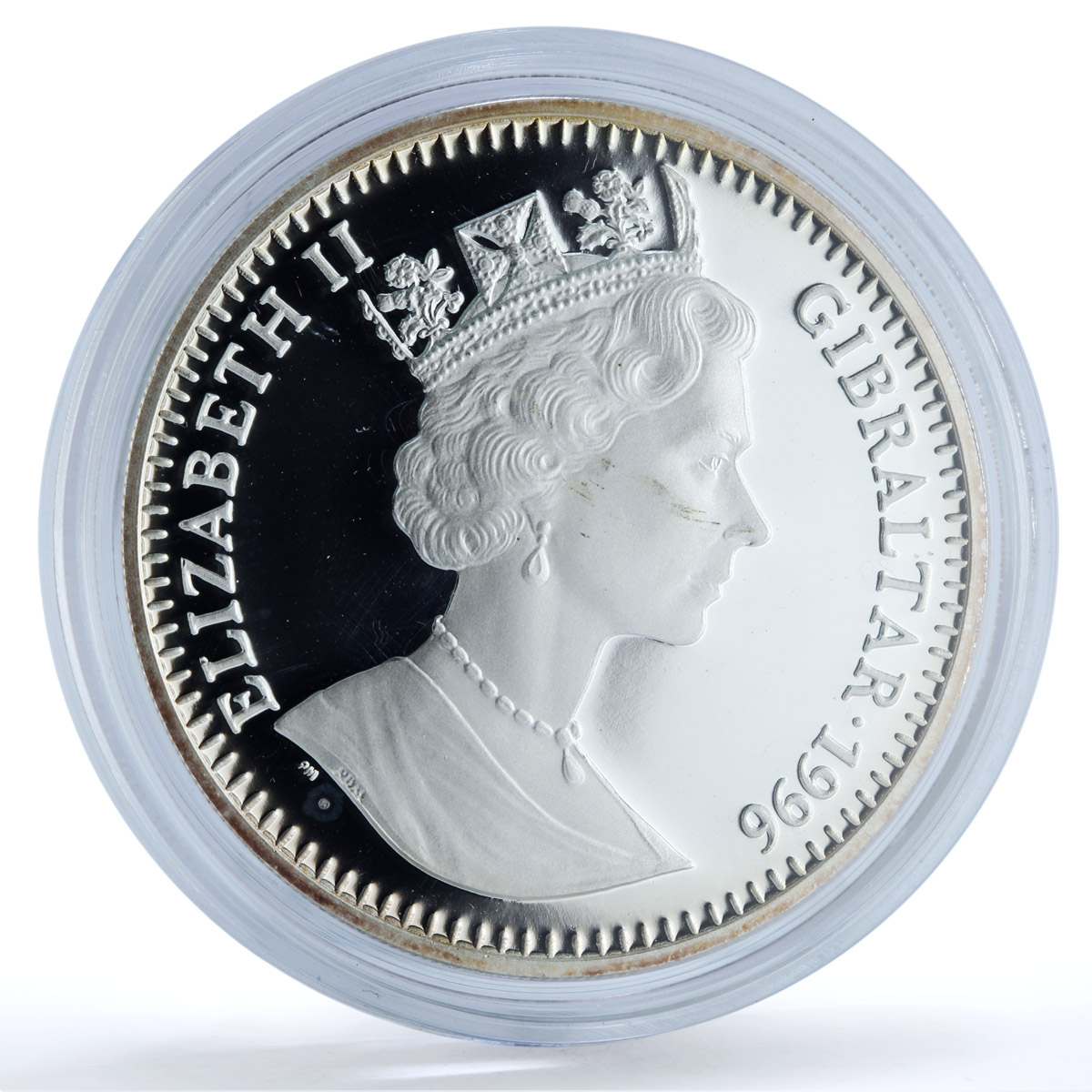 Gibraltar 1 royal Bulldog KM-365a Man's Best Friends Dogs proof silver coin 1996