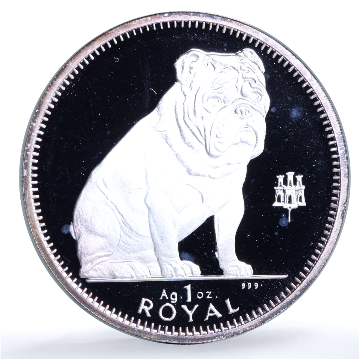 Gibraltar 1 royal Bulldog KM-365a Man's Best Friends Dogs proof silver coin 1996