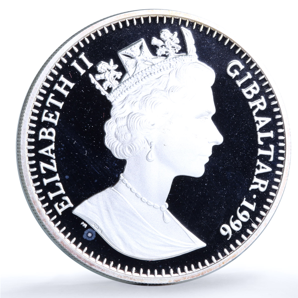 Gibraltar 1 royal Bulldog KM-365a Man's Best Friends Dogs proof silver coin 1996