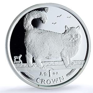 Isle of Man 1 crown Birman KM-857a Cat Crowns proof silver coin 1998