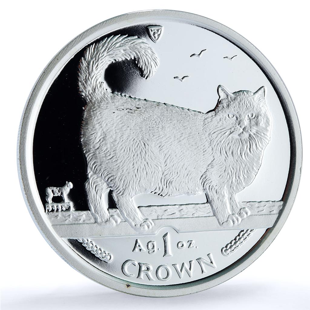 Isle of Man 1 crown Birman KM-857a Cat Crowns proof silver coin 1998