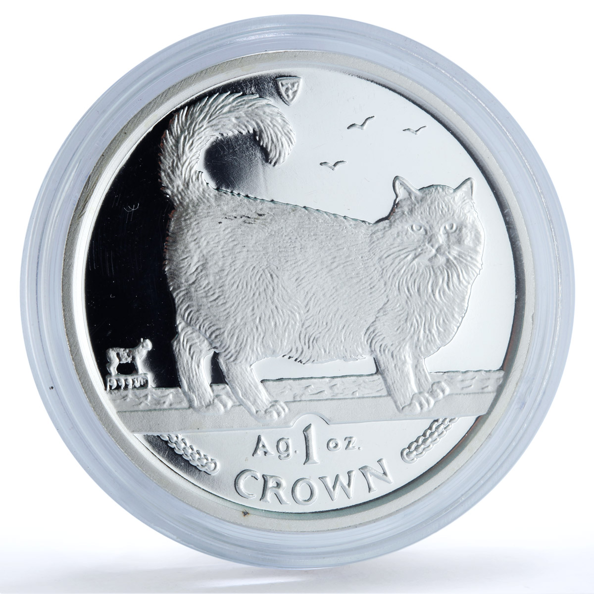 Isle of Man 1 crown Birman KM-857a Cat Crowns proof silver coin 1998