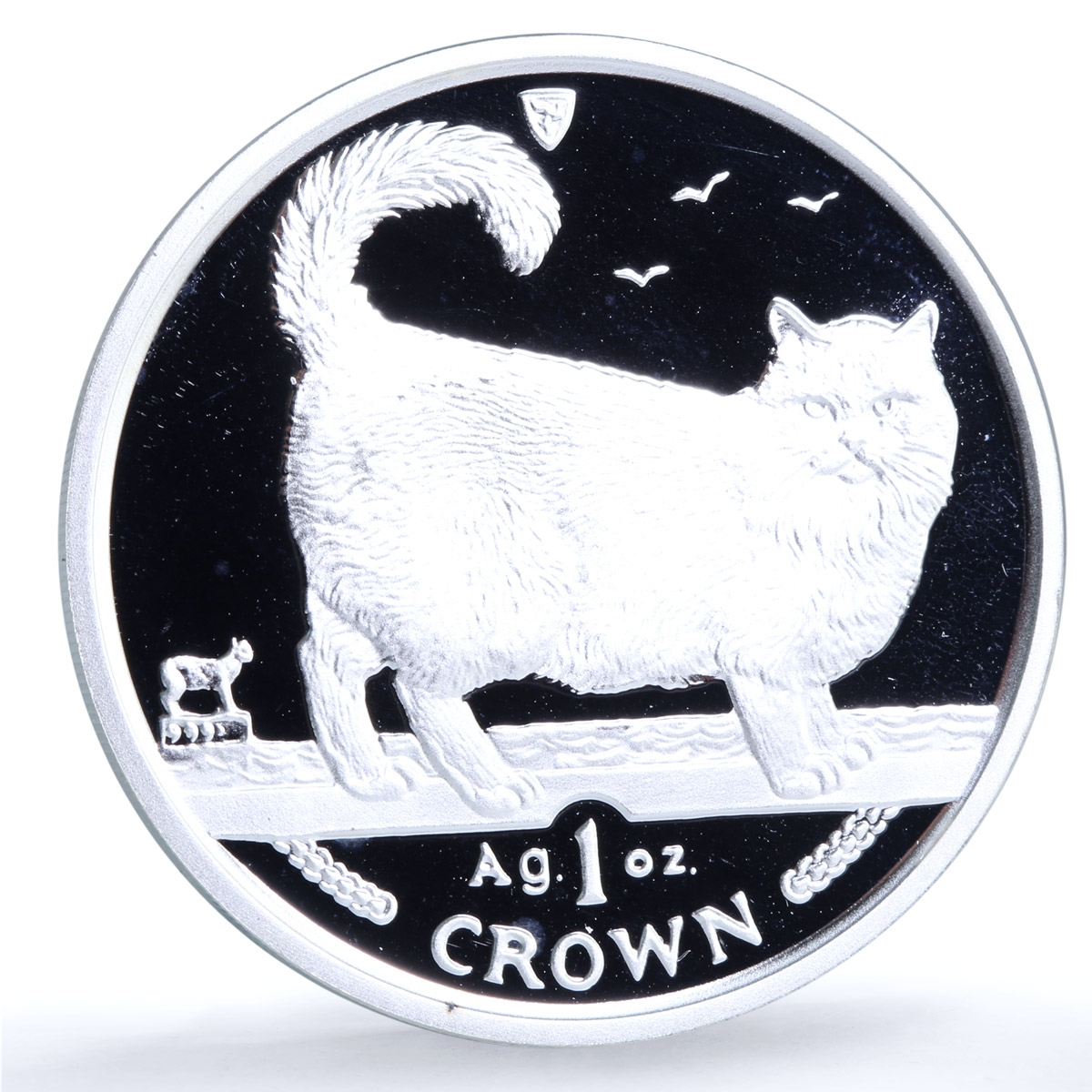 Isle of Man 1 crown Birman KM-857a Cat Crowns proof silver coin 1998