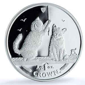 Isle of Man 1 crown Somali Kittens KM-1072a Cat Crowns proof silver coin 2001