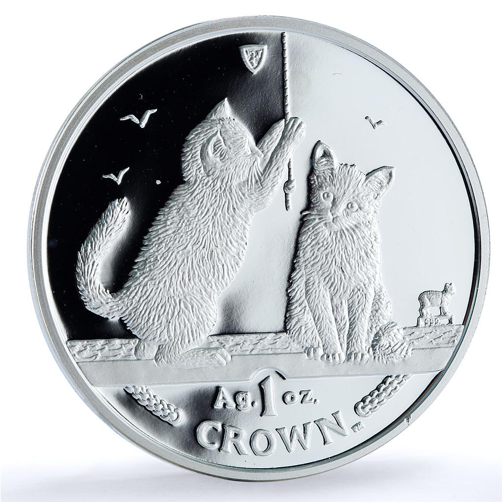 Isle of Man 1 crown Somali Kittens KM-1072a Cat Crowns proof silver coin 2001