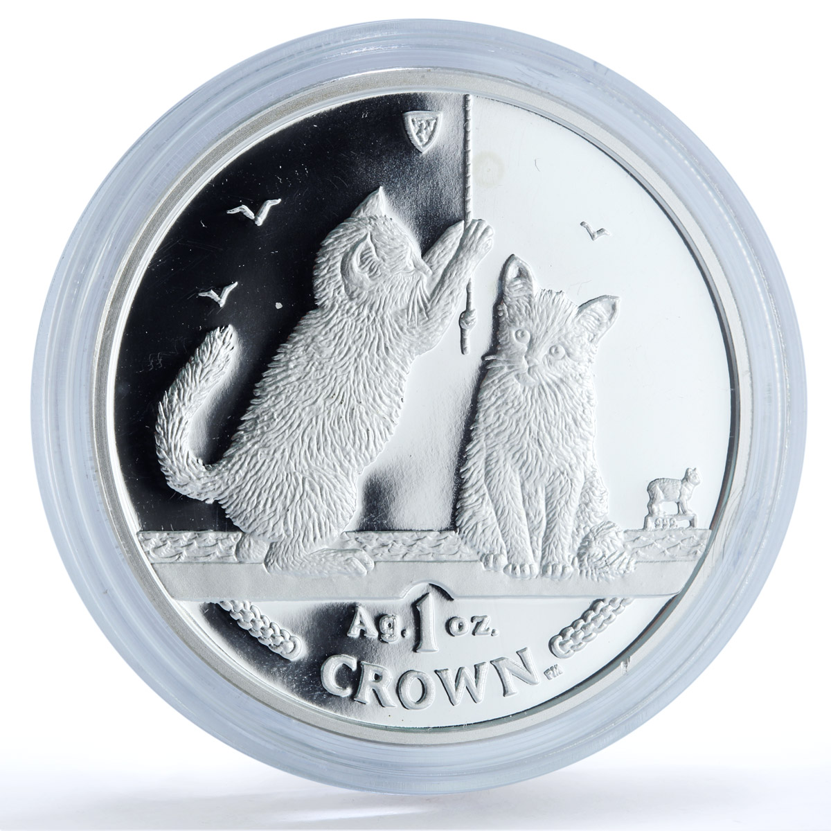Isle of Man 1 crown Somali Kittens KM-1072a Cat Crowns proof silver coin 2001